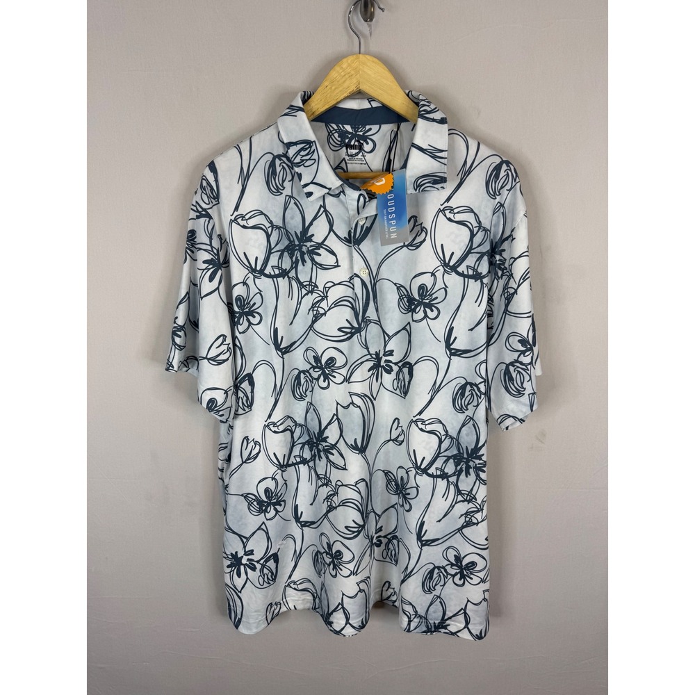 Puma Cloudspun Stems Golf Polo Shirt Mens XL White Teal Floral UPF 40 537457 02 - Picture 1 of 10
